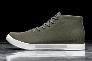 Dark Green White Nobull Canvas Mid | 72364-USOE