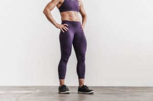 Dark Purple Nobull Mid-Rise Crop Plush Heather | 35168-MTJK