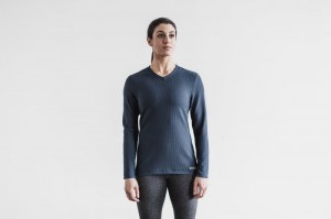 Navy Nobull V-Neck Long Sleeve Waffle | 29510-KEXH