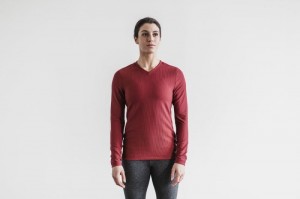 Red Nobull V-Neck Long Sleeve Waffle | 97043-RIJT