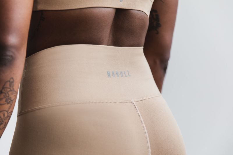 Beige Nobull High-Rise Crop Matte | 67842-VKQD