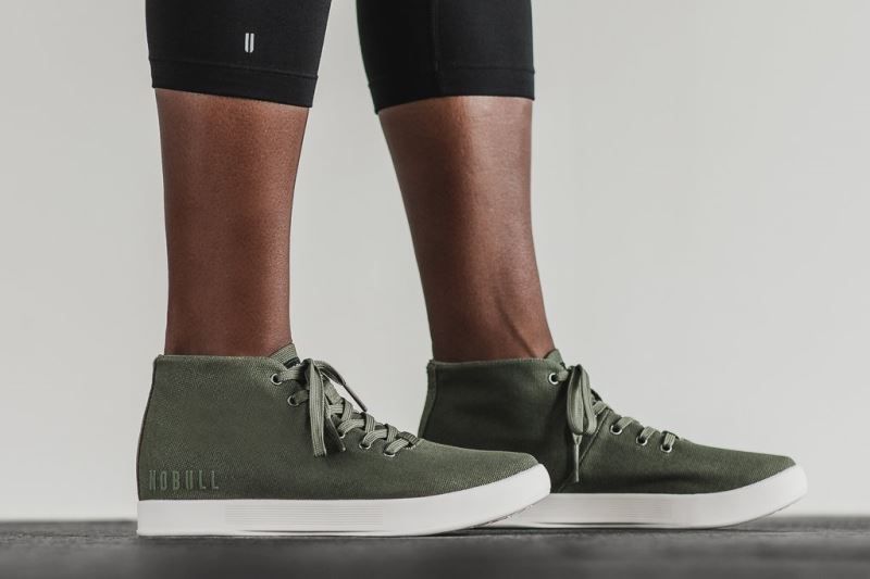 Dark Green White Nobull Canvas Mid | 95083-VSCP