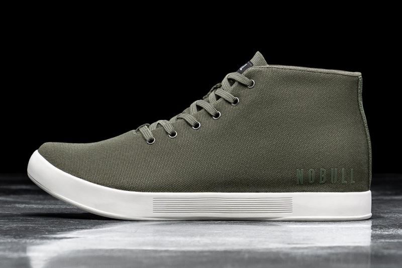 Dark Green White Nobull Canvas Mid | 95083-VSCP