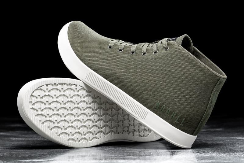 Dark Green White Nobull Canvas Mid | 95083-VSCP