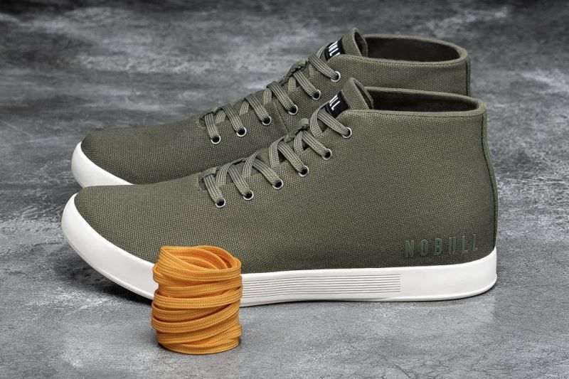 Dark Green White Nobull Canvas Mid | 95083-VSCP