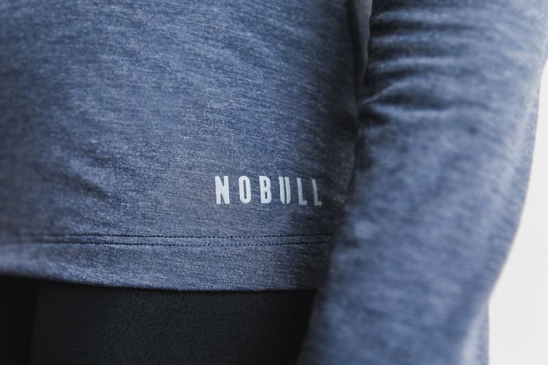 Navy Nobull Long Sleeve | 01743-DSYV