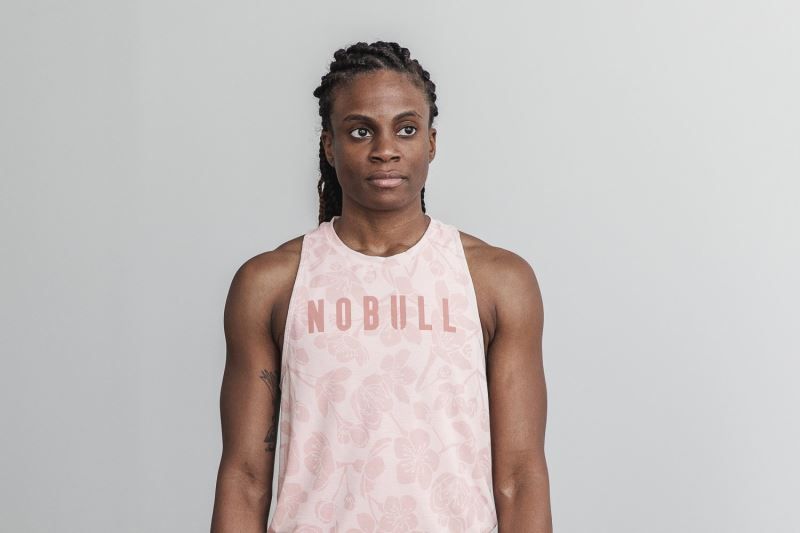 Rose Pink Nobull High-Neck Cherry Blossom | 19237-NVFZ