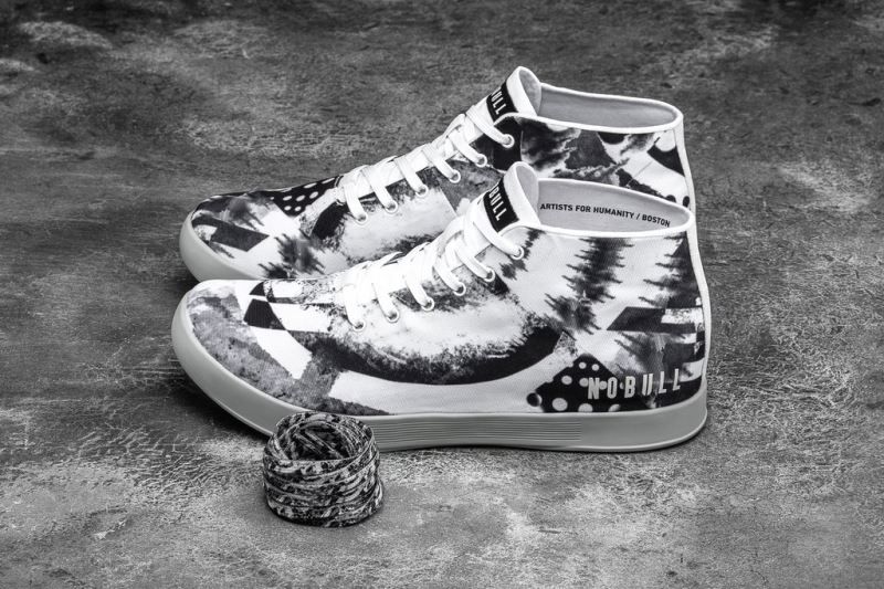 White Black Nobull Artists For Humanity Canvas Mid | 29084-QKDN