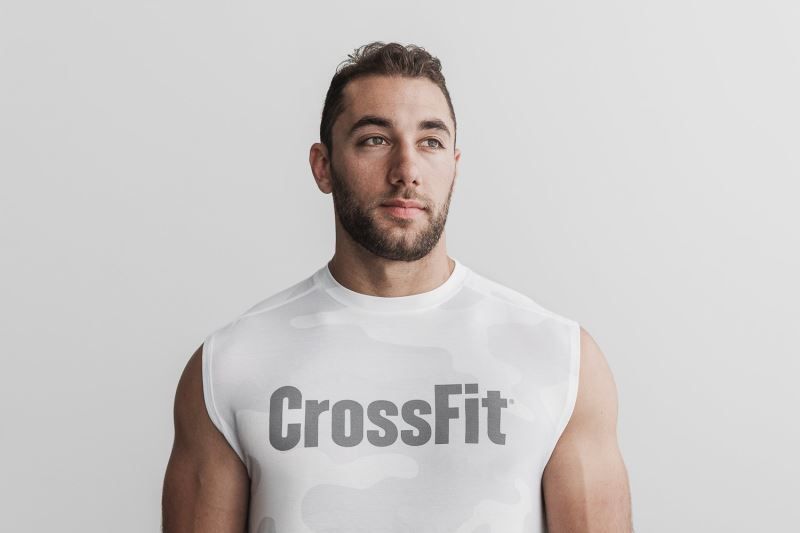 White Nobull Crossfit sleeveless Camo | 01378-DCBP