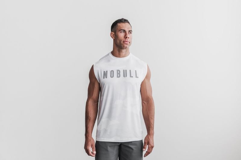 White Nobull Sleeveless Camo | 09381-WKSR