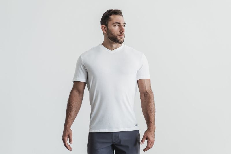 White Nobull V-Neck | 78195-ARXZ